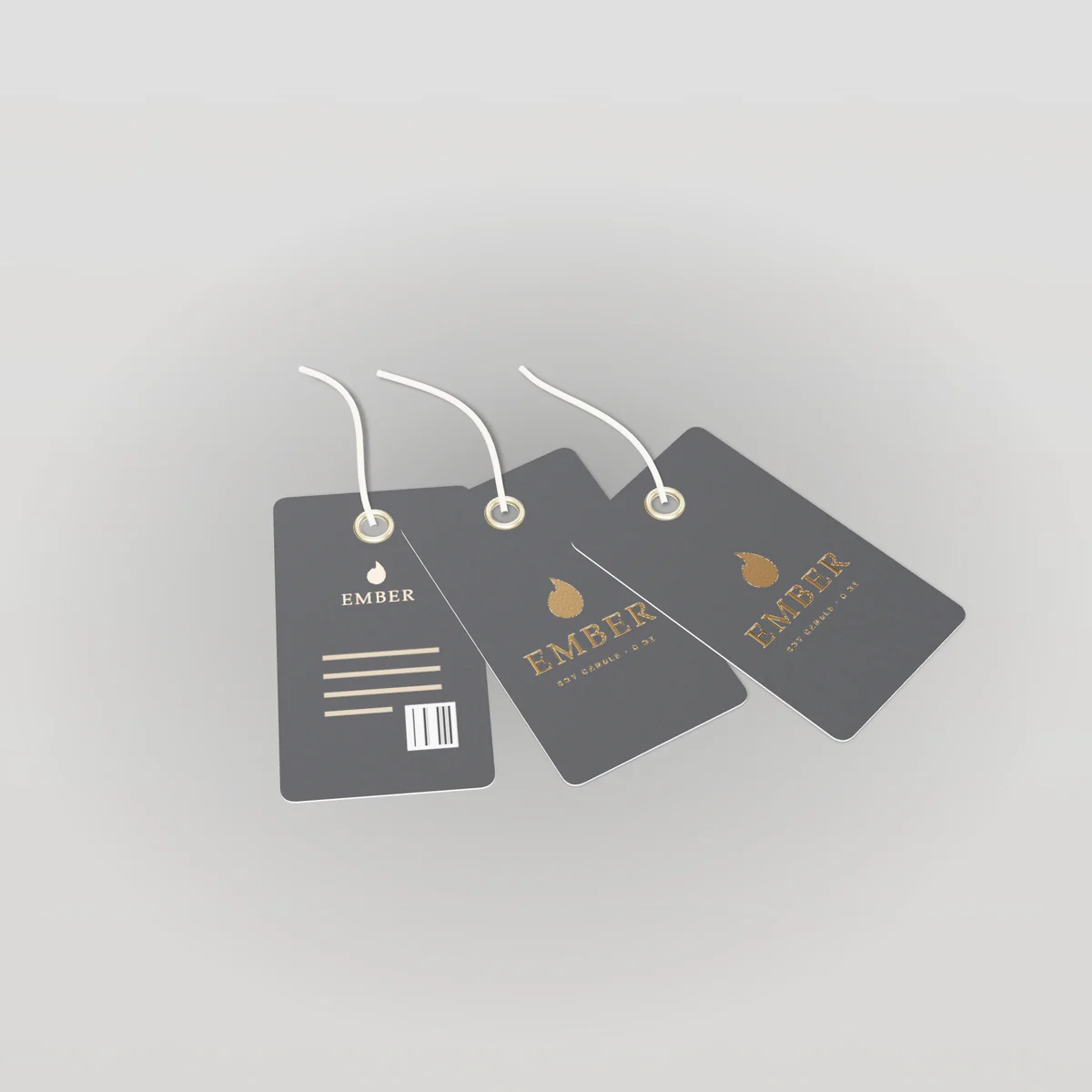 Custom Hang Tags concept: Ember design, soy candle · 8 oz