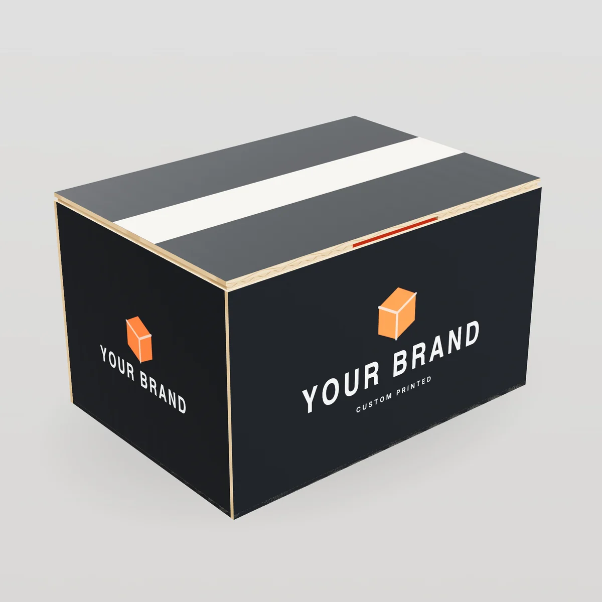 Closed dark printed custom shipping box