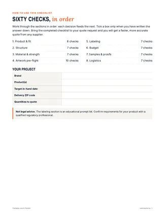 Packaging Launch Checklist: PDF · page 2