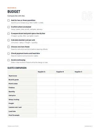 Packaging Launch Checklist: PDF · page 8