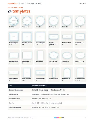 Sticker & Label Template Pack: Guide · page 4