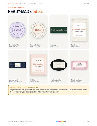 Sticker & Label Template Pack: Guide · page 5